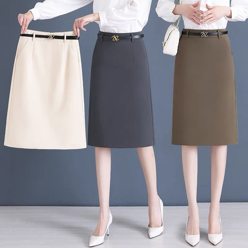 Chân váy A công sở dài che gối C008L