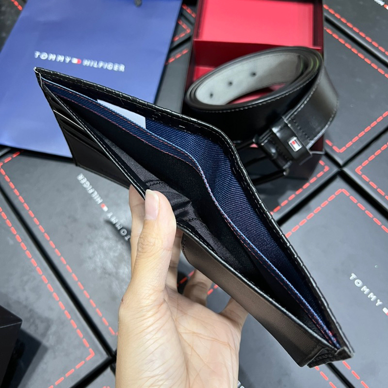 Set thắt lưng kèm ví tommy cho nam