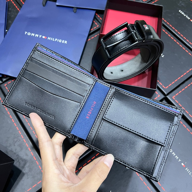Set thắt lưng kèm ví tommy cho nam