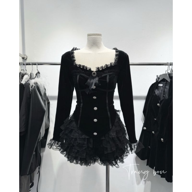 Set nhung quần ren 💯HÀNG THIẾT KẾ TẾT 2024 💖