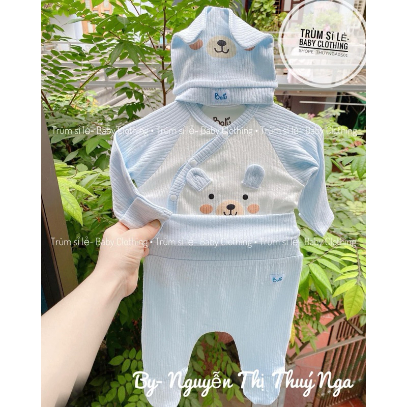Bộ quần áo sơ sinh cho bé trai bé gái hãng baru