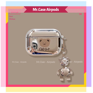 Case AIRPOD 1/2/3/Pro 2 Vỏ Đựng Ốp Bảo Vệ Tại Nghe Bluetooth Hình Gấu Tráng Gương Kèm MK - Mr.Case