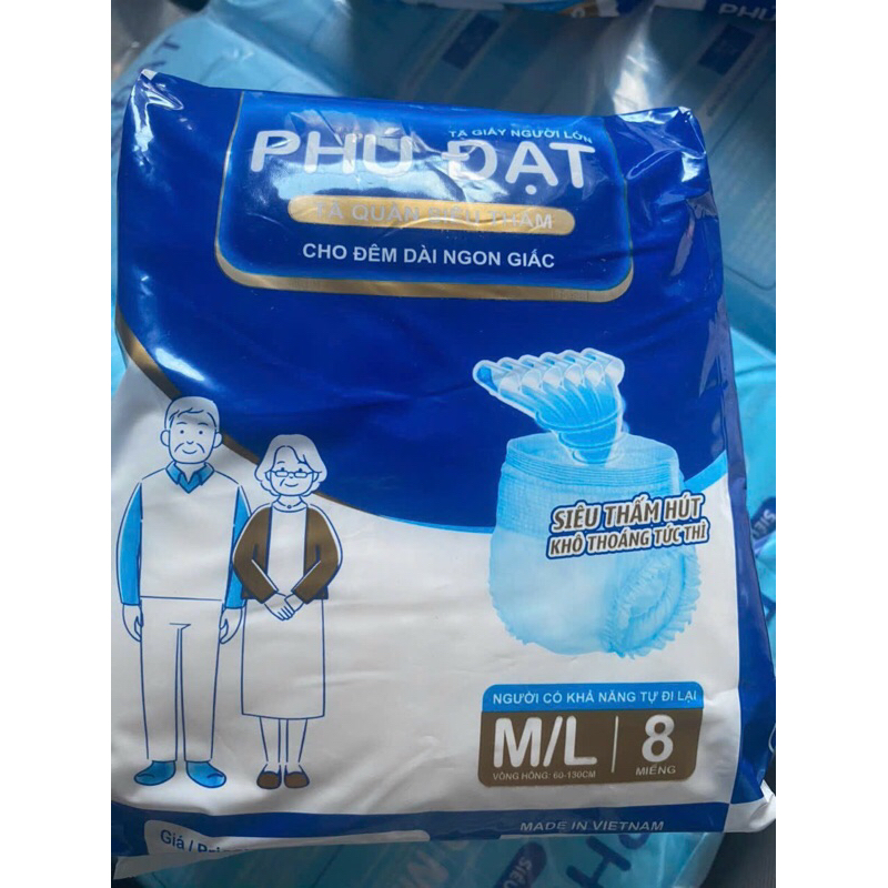 Bỉm quần người già Phú Đạt 1 gói Size M/L 8 tã