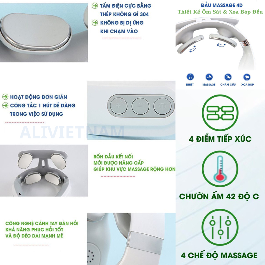 Máy mát xa cổ vai gáy, Máy massage điện xung giúp giảm đau mỏi vai gáy tùy chỉnh 16 cấp độ, Máy massage cổ JT008