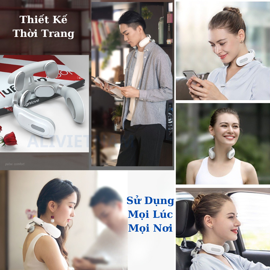 Máy mát xa cổ vai gáy, Máy massage điện xung giúp giảm đau mỏi vai gáy tùy chỉnh 16 cấp độ, Máy massage cổ JT008