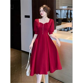 đầm xòe tay ngắn phồng phối nút duyên dáng (thời trang vicky.g anitagreen) N1123