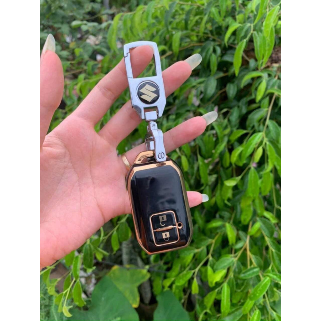 Bao da chìa khoá da thật đính logo nổi dành cho Suzuki XL7, Ertiga