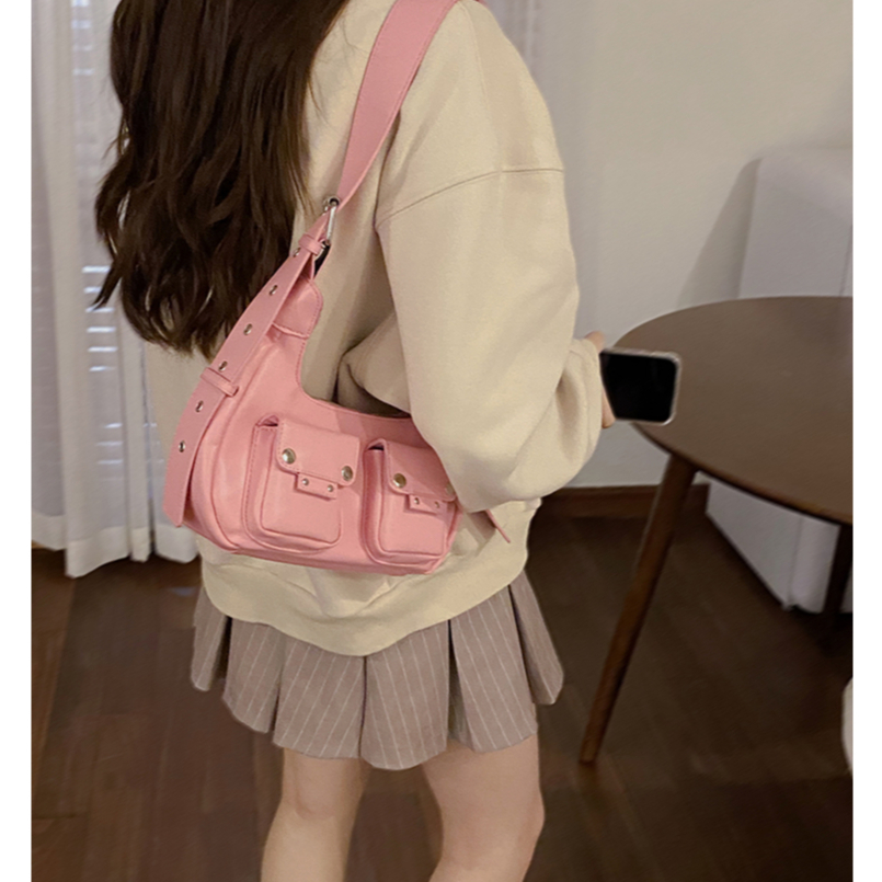 Túi xách nữ đeo vai da trơn cao cấp có 2 túi nhỏ ngoài mẫu mới siêu xinh phong cách hàn quốc