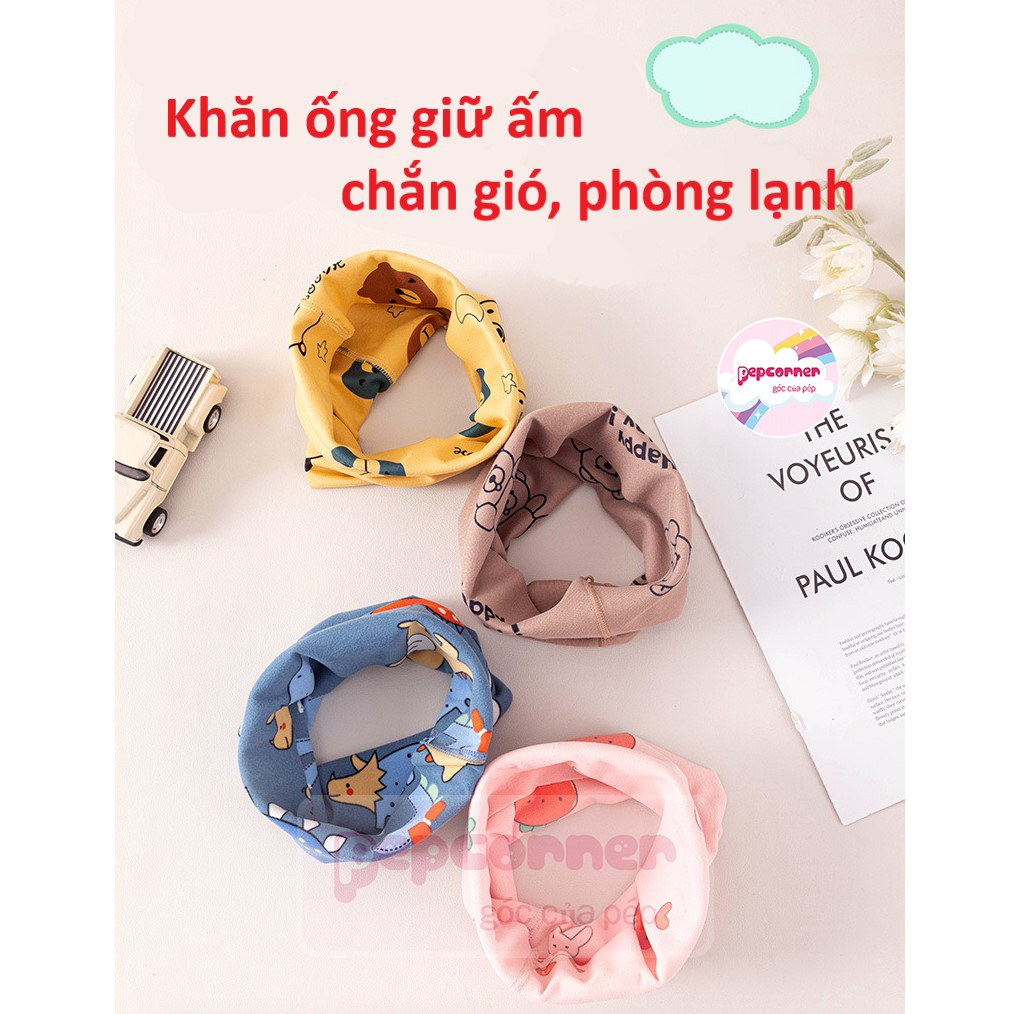 Khăn ống chui đầu giữ ấm cổ cotton mềm mại đàn hồi co giãn tốt cho bé trai bé gái