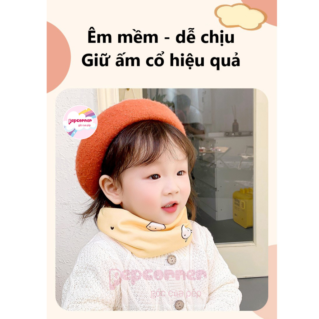 Khăn ống chui đầu giữ ấm cổ cotton mềm mại đàn hồi co giãn tốt cho bé trai bé gái