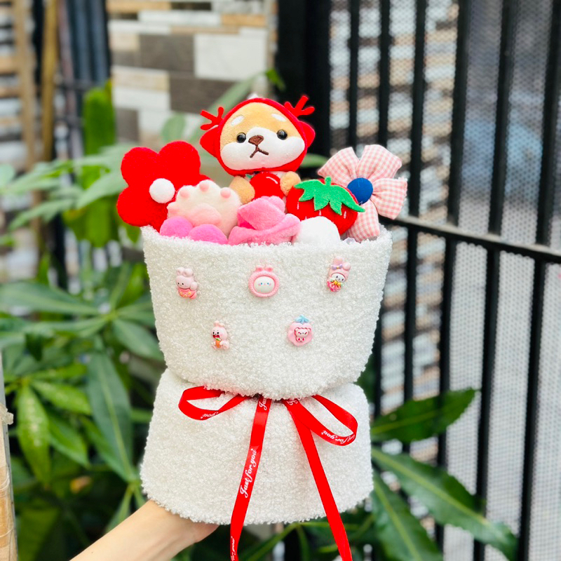 Bó Hoa Gấu Dâu Lotso, Stitch Tím Nhồi Bông Quà Cao Cấp