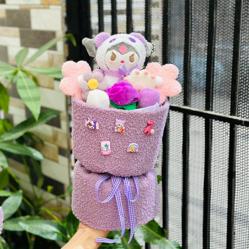Bó Hoa Gấu Dâu Lotso, Stitch Tím Nhồi Bông Quà Cao Cấp