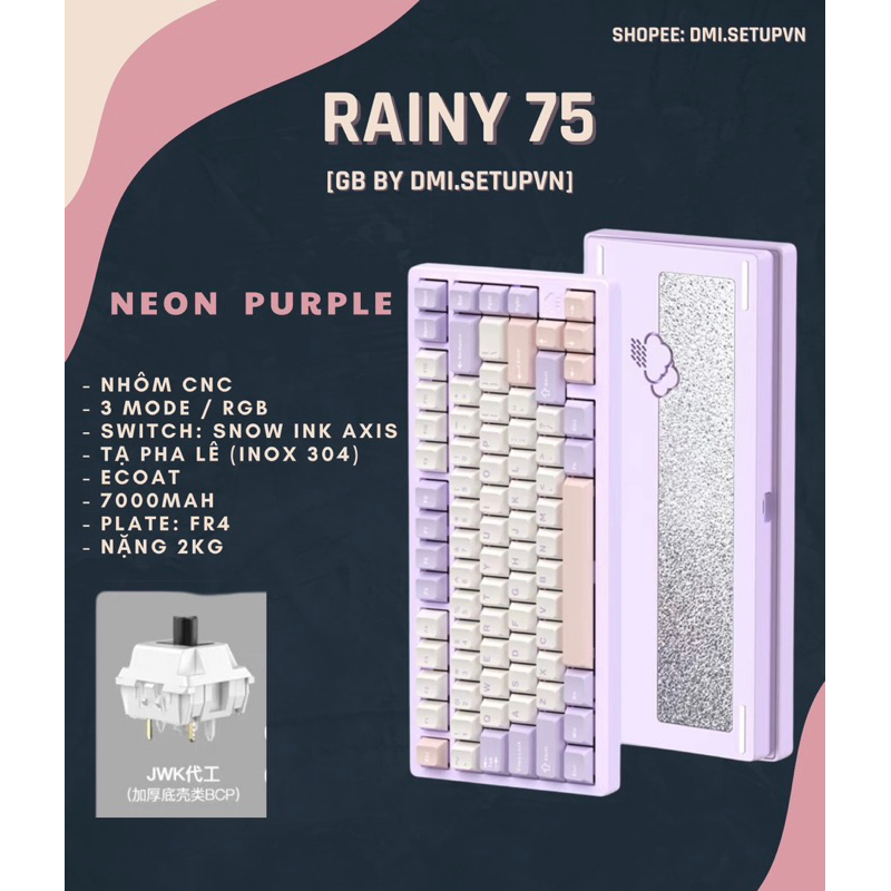 𝐑𝐀𝐈𝐍𝐘𝟕𝟓 𝐊𝐞𝐲𝐛𝐨𝐚𝐫𝐝 𝐊𝐢𝐭 𝐁𝐨̣̂ 𝐁𝐚̀𝐧 𝐏𝐡𝐢́𝐦 𝐂𝐨̛ 𝟑 𝐦𝐨𝐝𝐞 𝐐𝐌𝐊/𝐕𝐈𝐀