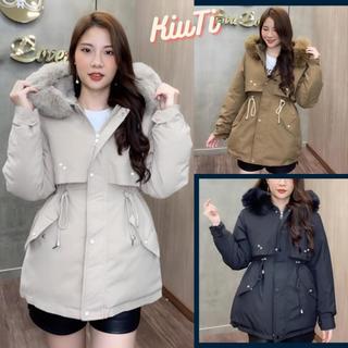 Áo phao parka mũ lông kaki nữ Form Hàn quốc Chất liệu dày dặn cao cấp Áo khoác mua đông sưởi ấm áo phao sang chảnh 2023