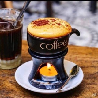 [Giá sỉ] Bộ Bếp tách đun hâm nóng cafe bằng gốm sứ Bát Tràng Size 110ml