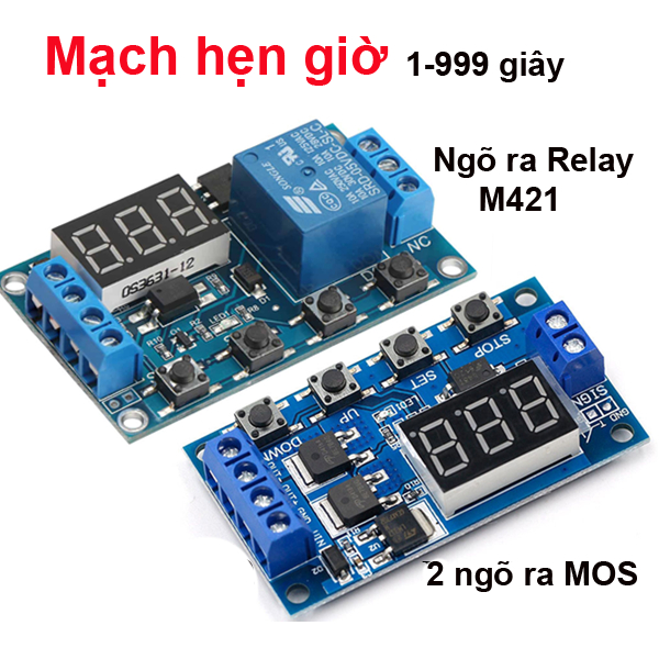 Mạch hẹn giờ 0-999 phút dùng Relay M421 hoặc Dual MOS, 5V-36V đóng ngắt thiết bị
