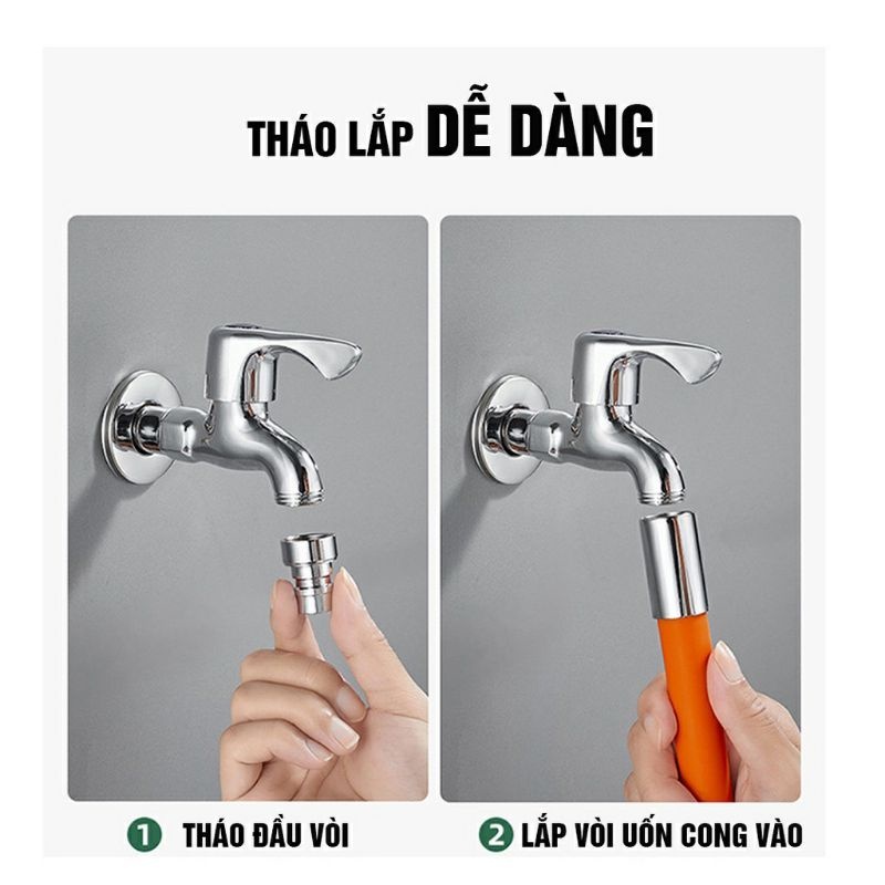 Ống nối vòi nước 50cm xoay 360 độ linh hoạt