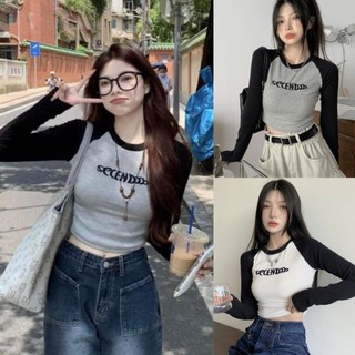 Áo thun nữ dài tay zaplang thêu chữ SECENDOO dáng croptop trẻ trung NHẬT LINH - A95