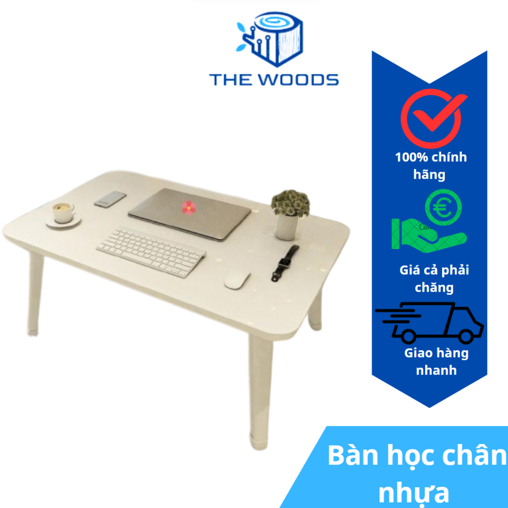 Bàn học gấp gọn mini ngồi bệt bàn học gập gọn mặt gỗ trắng để giường để học gấp gọn kích thước 40x60
