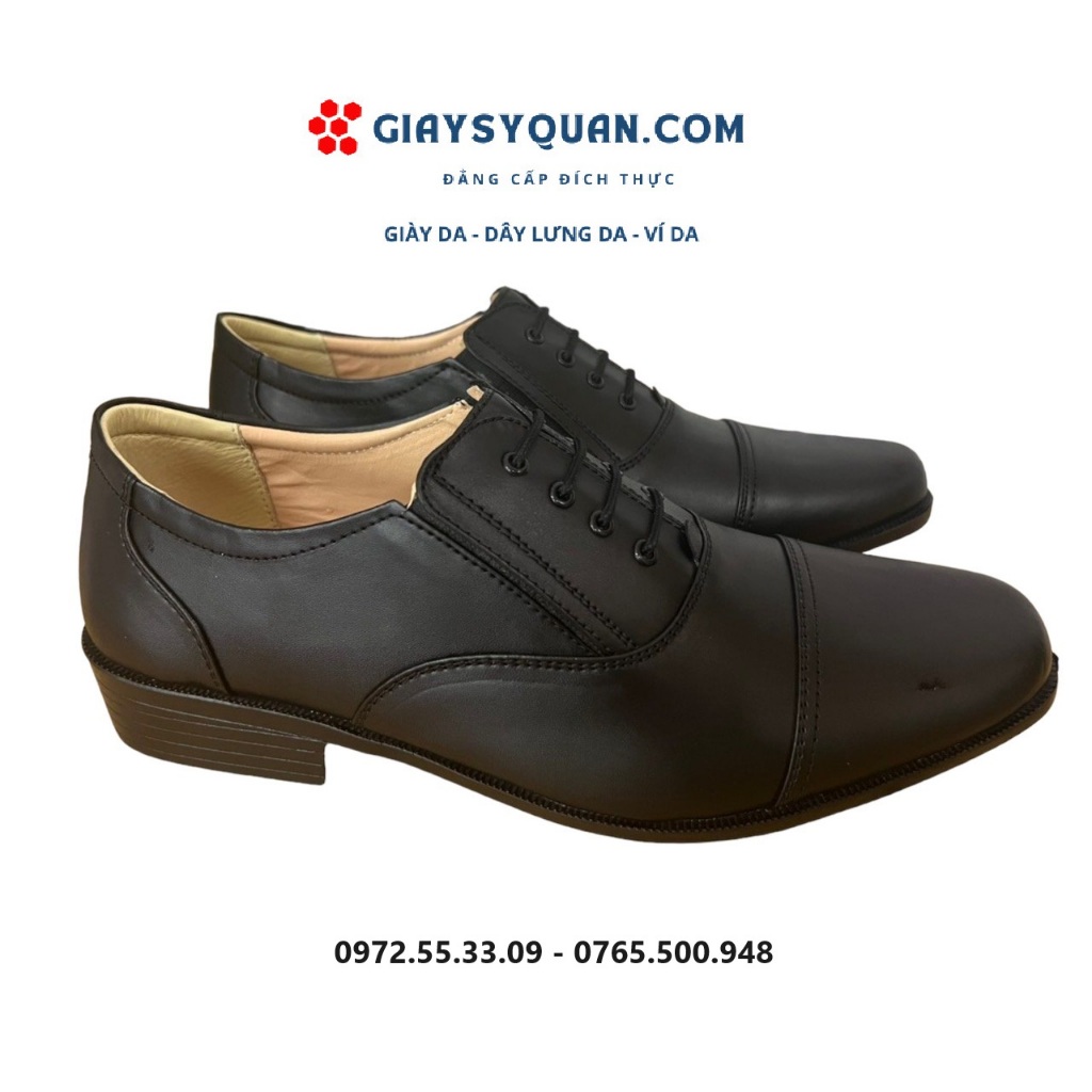 Giày Sĩ Quan Không Cột Dây Lót Vàng, Đế Cao Su Có Khâu, Hộp Đựng Đẹp