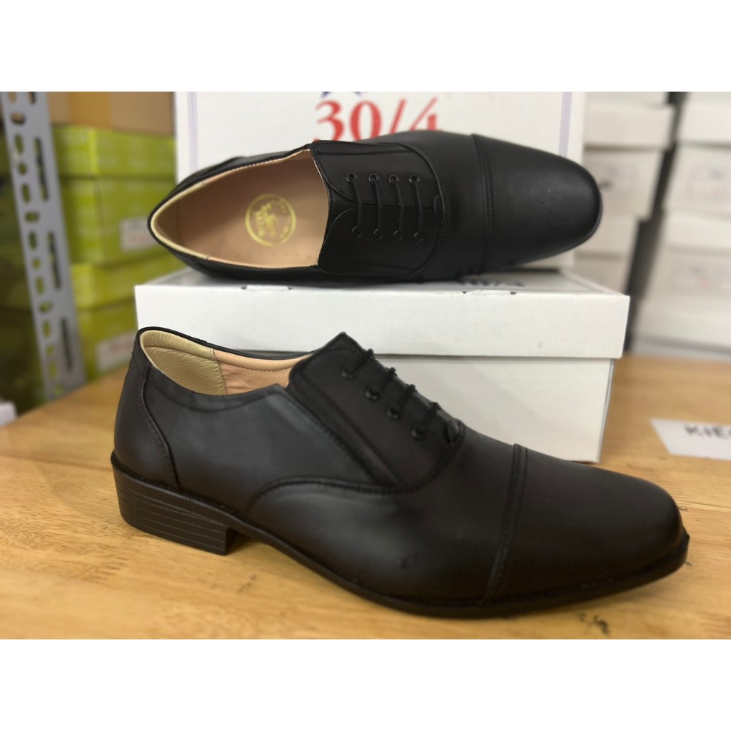 Giày Sĩ Quan Không Cột Dây Lót Vàng, Đế Cao Su Có Khâu, Hộp Đựng Đẹp