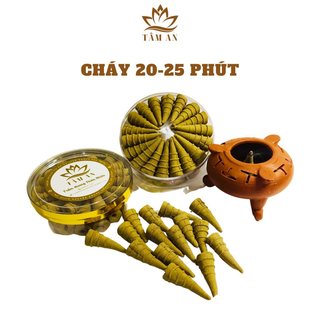 Nụ Trầm Hương Xông Nhà Loại Tốt, Hộp 36 Nụ, Thơm Tự Nhiên, Nụ Trầm Hương Nguyên Chất Tâm An