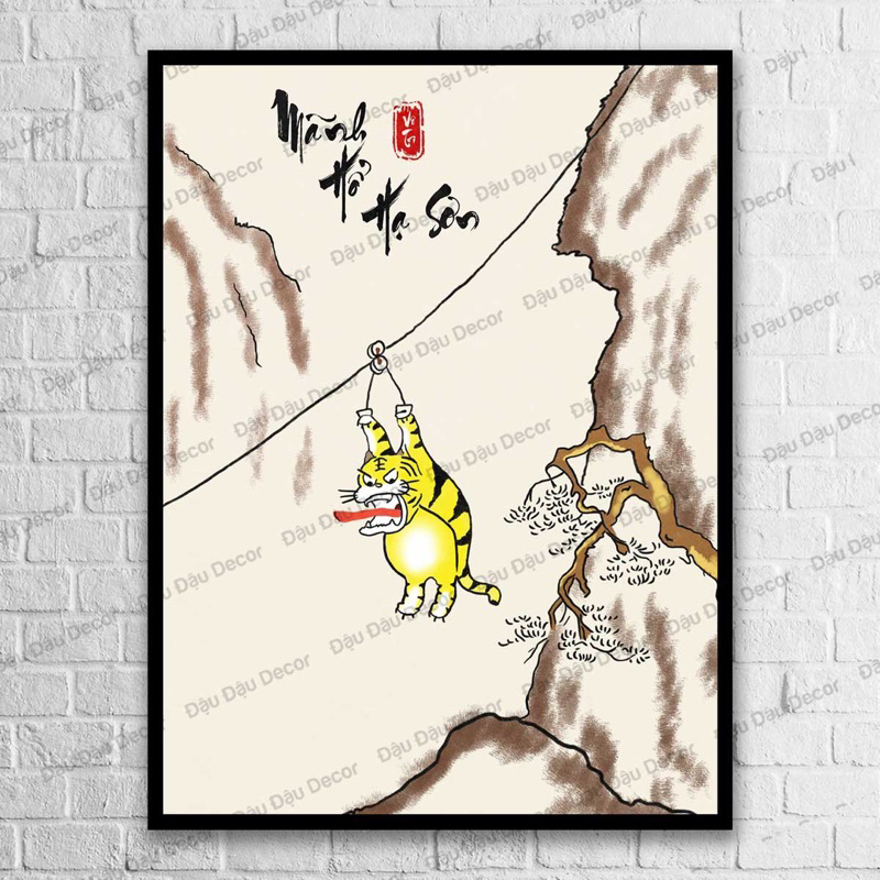 Tranh vô tri MÃNH HỔ HẠ SƠN chế hài 30x40