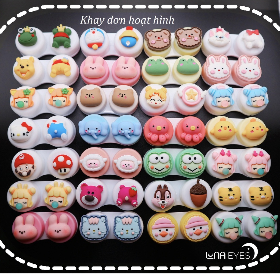 Khay đơn Hoạt Hình LUNA EYES kèm dụng cụ đeo lens