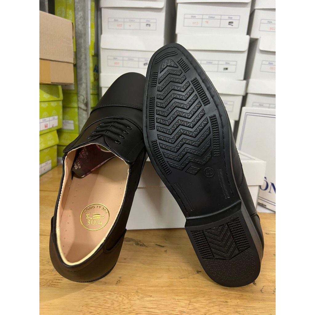 Giày Sĩ Quan Không Cột Dây Lót Vàng, Đế Cao Su Có Khâu, Hộp Đựng Đẹp