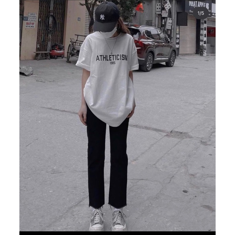 Quần Jean suông kiểu 2 túi trước nấm lùn