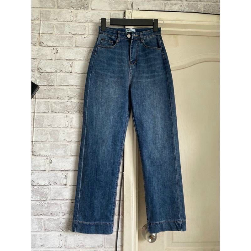 Quần Jean suông kiểu 2 túi trước nấm lùn