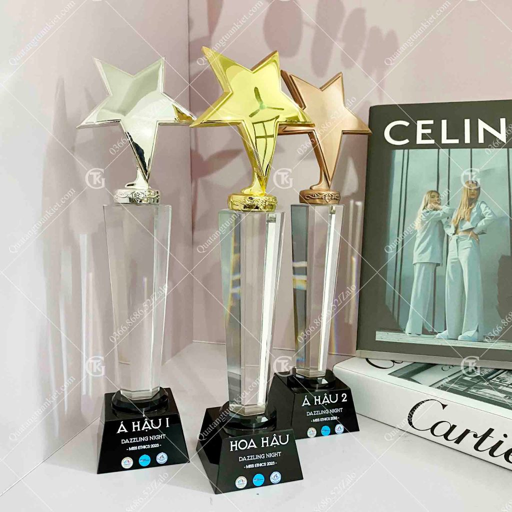 Cúp Pha Lê Sao Đơn Mạ Vàng