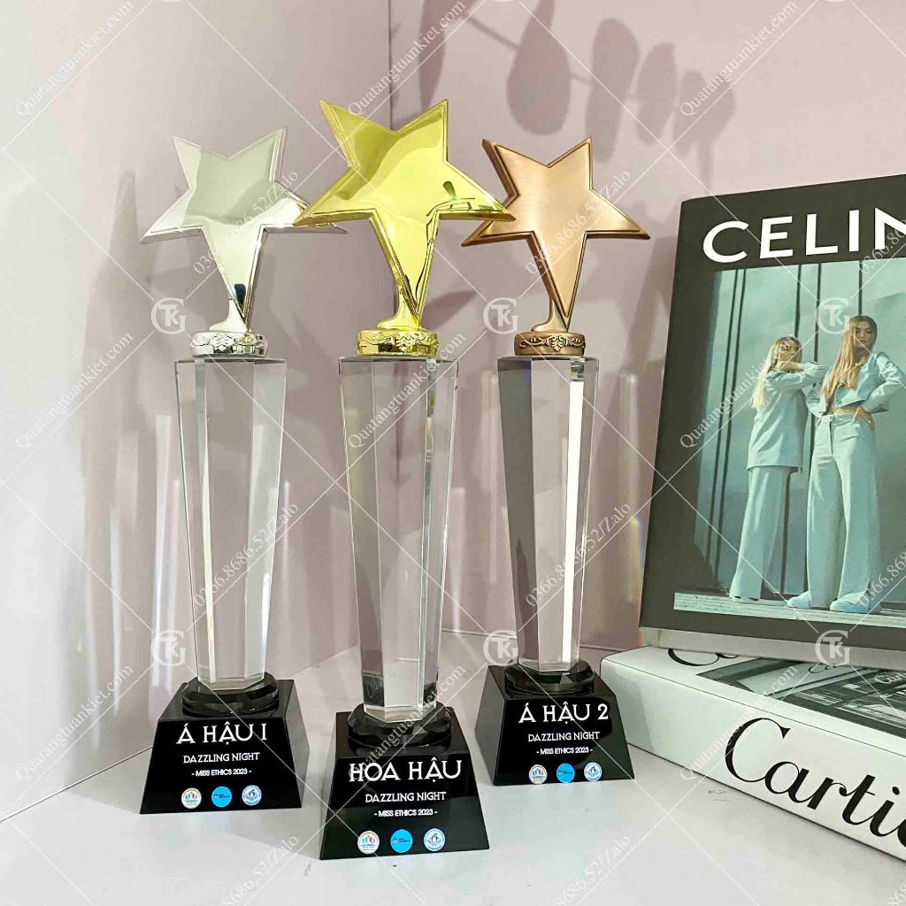 Cúp Pha Lê Sao Đơn Mạ Vàng