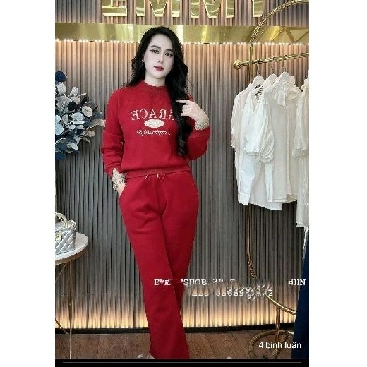 Sét bộ thể thao nữ thu đông chất nỉ tăm lót bông cao cấp  grace quảng châu