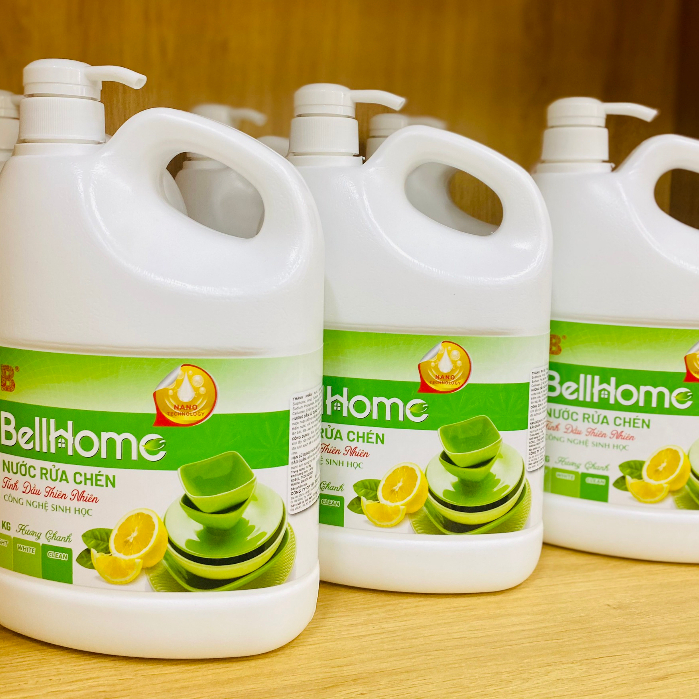 Nước Rửa Chén Bell Home 1,6KG Hương Chanh - Quế, Nước Rửa Bát Sinh Học, An Toàn Da Tay Thân Thiện Môi Trường