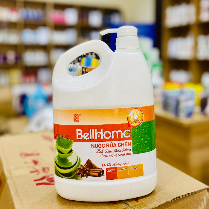 Nước Rửa Chén Bell Home 1,6KG Hương Chanh - Quế, Nước Rửa Bát Sinh Học, An Toàn Da Tay Thân Thiện Môi Trường