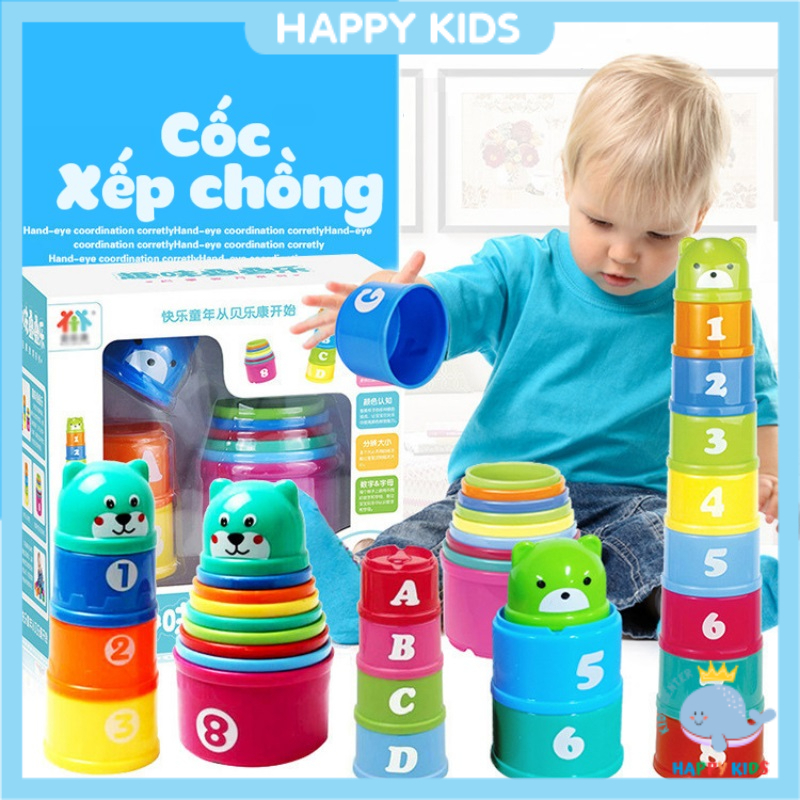 Bộ cốc xếp chồng nhiều màu sắc HAPPY KIDS