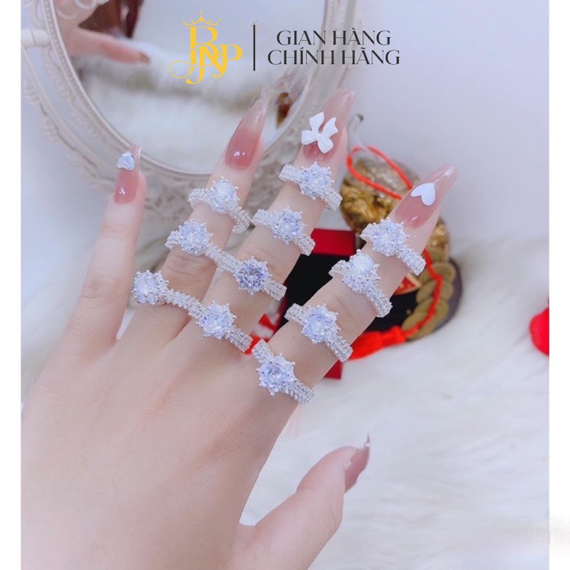 Nhẫn đính đá siêu cao , Nhẫn nữ Bạc BNP