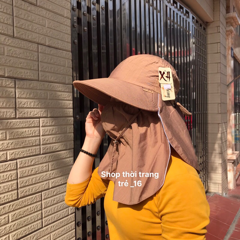 Mũ Che Nón Chống Nắng khẩu trang Cao Cấp 02 Lớp ( Cotton đũi nhiều màu)n