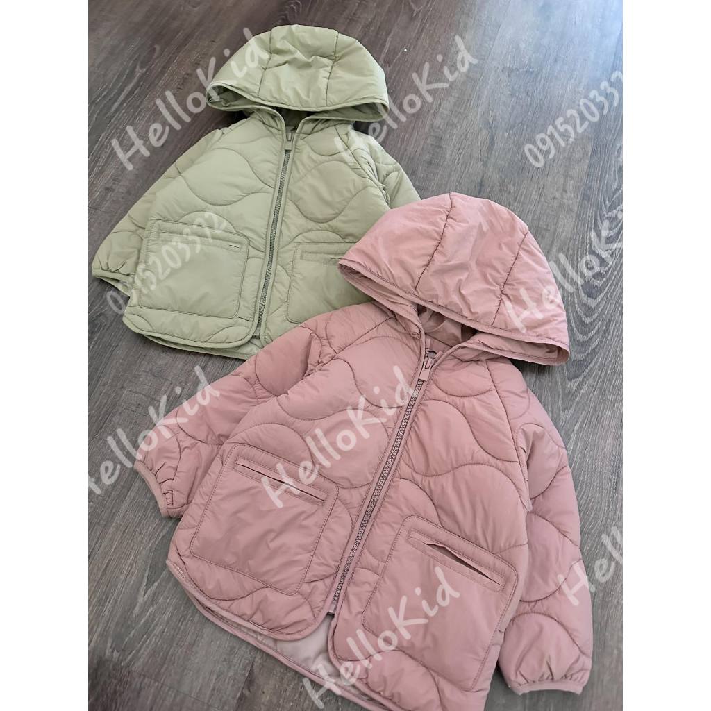 Áo phao trần bông siêu nhẹ có mũ zxr bé gái
