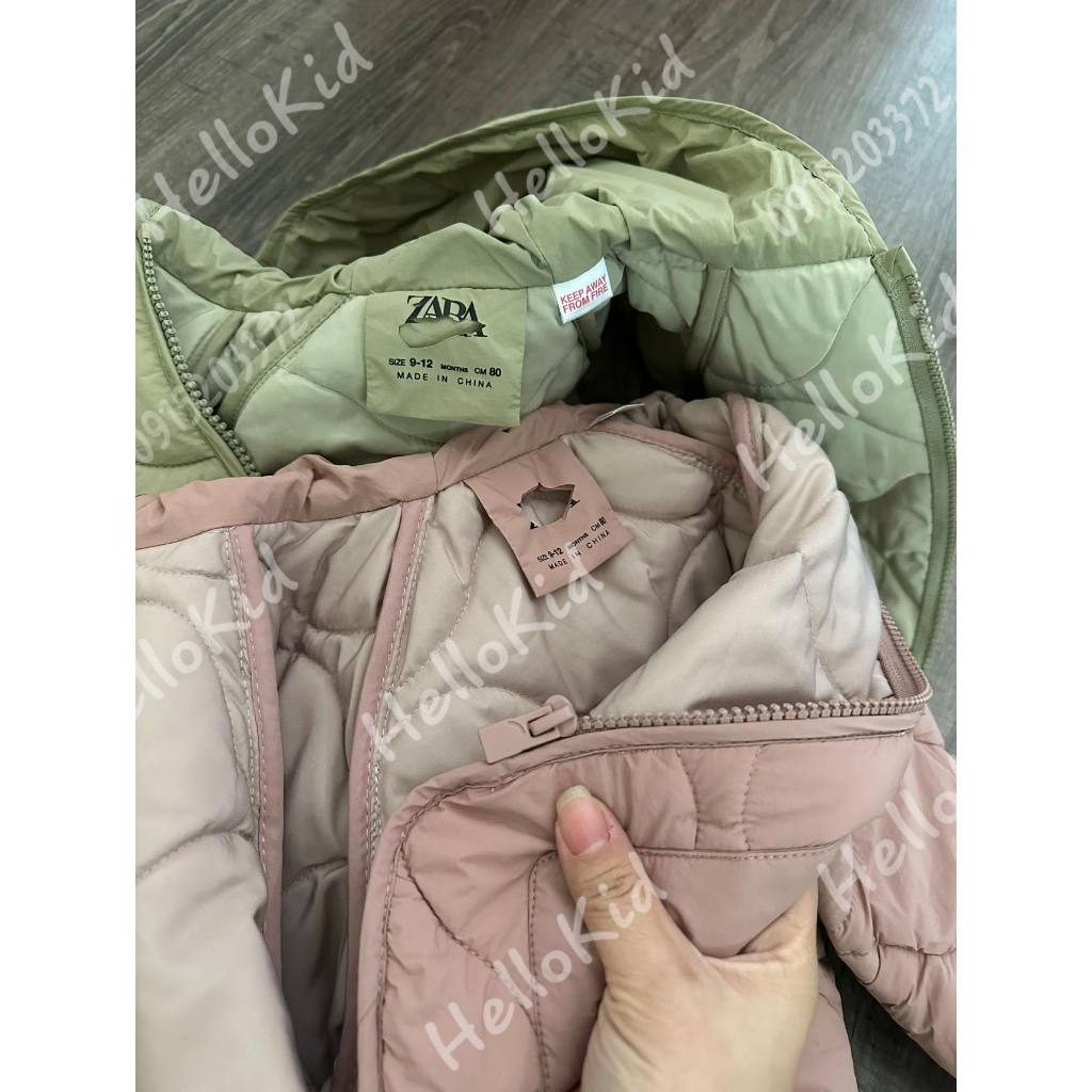 Áo phao trần bông siêu nhẹ có mũ zxr bé gái