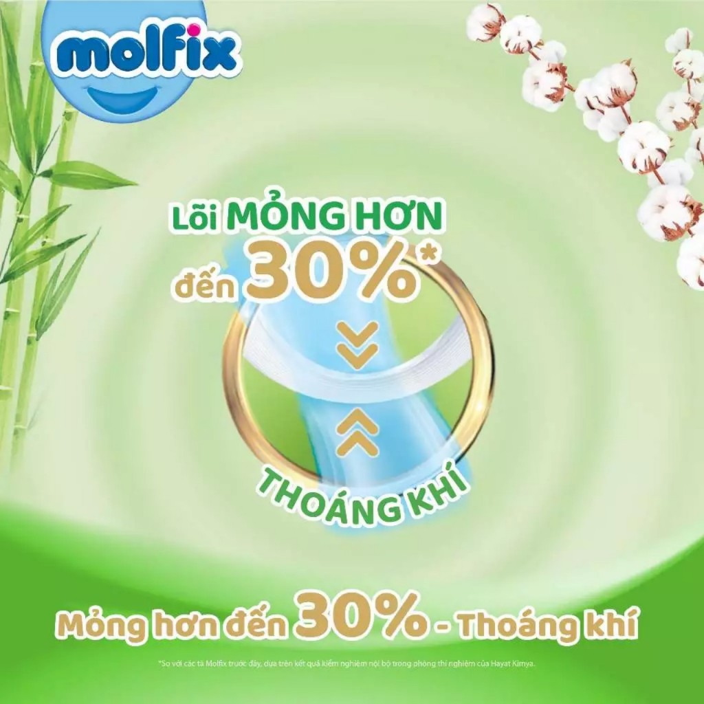 Tã/bỉm dán molfix thiên nhiên size S54+6
