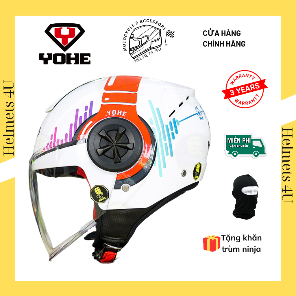 Mũ bảo hiểm 3/4 YOHE 851 nhỏ gọn nhẹ đạt chuẩn châu Âu ECER22.05 chính hãng - Helmets 4U