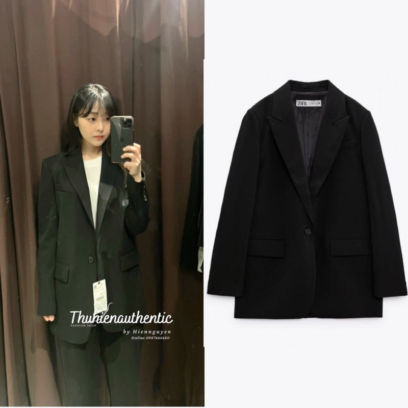 Áo vest đen xuông một cúc có chít eo mã code: 2423/401/800 ZARA chính hãng(kèm ảnh thật)