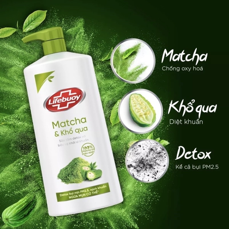 Sữa tắm lifeboy detox Matcha khổ qua Matcha 800ml