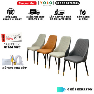 Ghế Ăn Bọc Da Pu YoLo Sheraton Trám, Chân Sắt Sơn Tĩnh Điện. Nhập Khẩu Cao Cấp Hiện Đại, Phù Hợp Căn Hộ Chung Cư GiaYoLo
