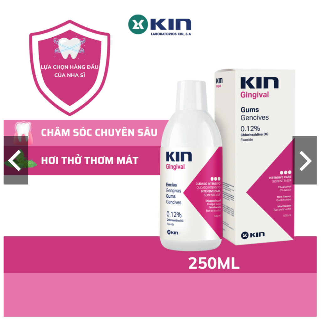 NƯỚC SÚC MIỆNG NGỪA VIÊM NƯỚU, NHA CHU, HÔI MIỆNG - Kin Ginggival 250ml