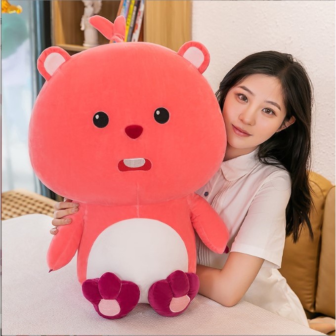 Gấu Bông Hải Ly Loopy Pororo Friend Hồng Đáng Yêu Mềm Mịn Vải Co Giãn 4 Chiều Siêu Xinh