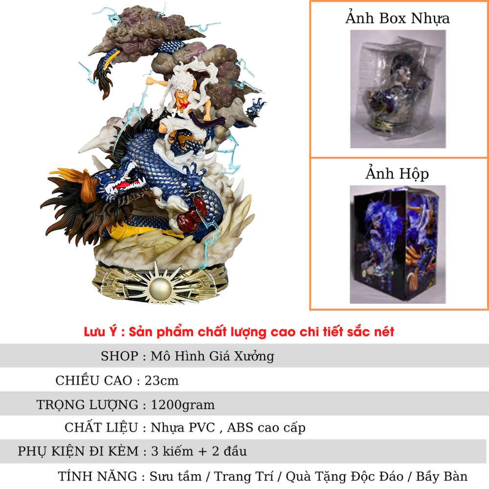 Mô Hình OnePiece Luffy Gear 5 đại chiến rồng Kaido - Cao 23cm - rộng 18cm - nặng 1kg2 - Figure OnePiece - Có Hộp