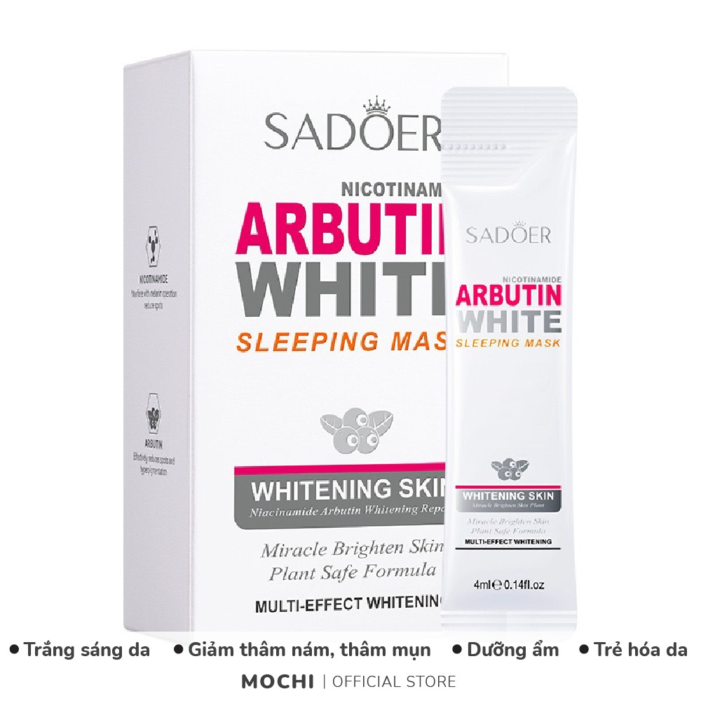 Mặt Nạ Ngủ Trắng Da Niacinamide Arbutin Hộp 20 Gói Giảm Thâm Nám Thâm Mụn Dưỡng Ẩm Trẻ Hóa Da Mask Đắp Mặt MOCHI SHOP